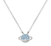 ladies jewellery Girls accessories Silver 925 Jewelry Space Planet Necklaces Chain Cubic Zirconia Chokers Pendant Necklace for Women Party Collar-T09 Birthday Gift necklace