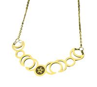 ladies jewellery Girls accessories Witchcraft Phase Women, Triple Pendant - Lilith Seal Amulet Waxing Crescent Necklace Silver, Moon Jewelry For Birthday necklace