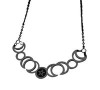 ladies jewellery Girls accessories Witchcraft Phase Women, Triple Pendant - Lilith Seal Amulet Waxing Crescent Necklace Silver, Moon Jewelry For Birthday necklace