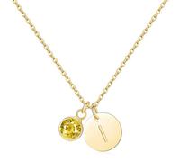 ladies jewellery Initial Birthstone Necklace for Women Gold Initial Necklace 14K Gold Plated Dainty Letter Necklace A-Z CZ Pendant Birthstone Choker Necklace Personalized Jewelry for Birthday necklace