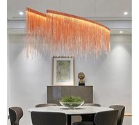 ladies jewellery Luxury Rectangular Tassel Pendant Light with Decorative Chain Chandelier for Living Room and Dining Table 120cm 50W Rose Gold Natural White Hotel Quality Lighting necklace