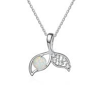 ladies jewellery Mermaid Fish Tail Pendant For Women 925 Sterling Silver Opal Stone Necklaces With Zircon Fine Jewelry necklace