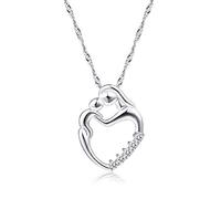 ladies jewellery Mother Baby Heart Charm Pendant Necklaces Mom Daughter Son Family Love Micro Pave Zircon Copper Necklace For Birthday necklace