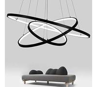 ladies jewellery Pendant Lights for Living Room Dining Room 3/2 Circle Rings Acrylic Aluminum Body LED Pendant Lamp fixtures Home Lighting,Black,3 Rings 20x40x60 cm,Cool White necklace