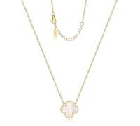 ladies jewellery Pendant Necklace for Women 18K Gold Plated White Four Leaf Necklace Lucky Dainty Fashion Jewelry Gifts for Women, 17, Stainless Steel, No Gemstone necklace
