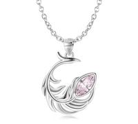 ladies jewellery Phoenix Feather Pink Zircon 925 Sterling Silver Romantic Pendant For Women Birthday Fine Jewelry Necklace teen girl s