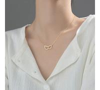 ladies jewellery Real 925 Sterling Silver Fashion Romantic Double Heart Necklace For Women Wedding Valentines Day Fine Jewelry teen girl gifts