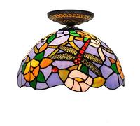 ladies jewellery Style Stained Glass Chandeliers 12" Ceiling Lights Style Dragonfly Flower Glass Shade for Living Room Ceiling Lamp necklace