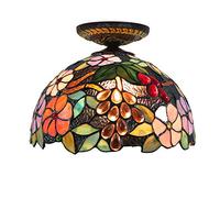 ladies jewellery Style Stained Glass Chandeliers 12" Ceiling Lights Style Stained galss Grape Flower Glass Shade for Living Room Ceiling Lamp necklace