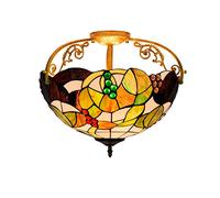 ladies jewellery Style Stained Glass Chandeliers 16" Half Ceiling Light Stained galss Ceiling Lamp Rural Style Brown Grapes Pattern for Living Room Corridor Bedroom Ceiling Lamp necklace