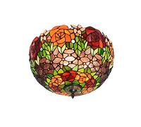 ladies jewellery Style Stained Glass Chandeliers 40CM Stained galss Style Ceiling Lamp Black Rose Glass Fixture Indoor Ceiling Lamps and Lanterns for Bedroom Aisle Balcony Kitchen necklace