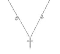 ladies jewellery Women's Fashion 925 Sterling Silver Dazzling Cz Cross Heart Star Pendant Short Necklace For Women Girls Gift necklace