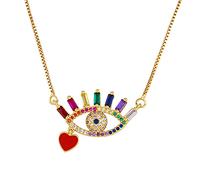 ladies jewellery Zircon With Charm Rainbow Greek Jewelry For Woman Gold Evil Necklace, P86 Eye Red Heart teen girl s