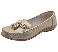 Ladies Jo & Joe LR Nautical Loafer Flatform Shoes Gold UK 6