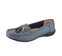 Ladies Jo & Joe LR Nautical Loafer Flatform Shoes Grey UK 6