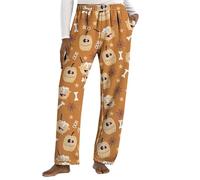 Ladies Joggers Size 12, Womens Pyjamas Bottoms Flannel Pjs Trousers for Women Halloween Ghost Soft Warm Pajamas Y2K Kawaii Casual Home Lounge Trouser Thermal Sleepwear Pants for Autumn and Winter