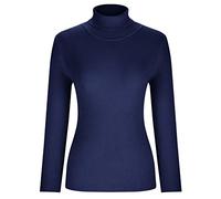 Ladies Jumpers Cable Roll Neck Jumper Ribbed Knit Turtle Neck Sweater Lightweight Casual Pullover Sweaters Solid Color Slim Fit Long Sleeve Tunic Tops for Women Soft Warm Knitwear Navy