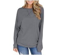 Ladies Jumpers Casual Loose Long Sleeve Sweatshirts Tops Crew Neck Soft Comfy Sweatshirts Lightweight Drop Shoulder Basic Pullover Workout Casual Daily Trendy Clothes