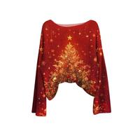 Ladies Jumpers Long Sleeve Crew Neck Christmas Jumpers for Women Fashion Crewneck Knitted Pullover Winter Warm Layer Top Daily Going Out Comfy Womens Sweaters Casual Womens Tops Red