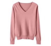 Ladies Jumpers Long Sleeve Sweaters V Neck Casual Classic Soft Loose Fit Knit Pullover Womens Tops Elegant Tunic Blouses Fall Lightweight Sweatshirt Fashion Work Travel Outfits