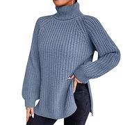 Ladies Jumpers Size 16 Loose Solid Color Sweater Medium Long Autumn/Winter Turtleneck Long Sleeved Knit Sweater Ladies Jumpers Size 10 Sales Holiday Essentials Plus Size Christmas Women Sweaters