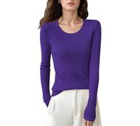 Ladies Jumpers,Sweater Autumn And Winter Round Neck Velvet Pullover Solid Color Four Flat U Neck Slim Fit Thin Knitted Undershirt Women
