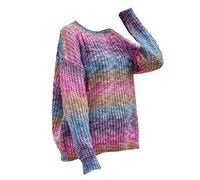 Ladies Jumpers Try Before You Buy Christmas Sweater Vest Holy Communion Gifts for Girls Suitable for Office Ladies Crew Neck Long Sleeve Knit Rainbow Sweater Fashion Loose Tops Promotion Clearance