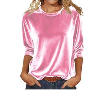 Ladies Jumpers Velvet Long Sleeve Tops Crew Neck Solid Gold Velvet Pullover Elegant Tunic Top Soft Loose T Shirts Casual V Neck Ladies Sweatshirts Classic Lightweight Women's Jumpers Work Blouses