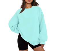 Ladies Jumpers Womens Halloween Jumper Long Sleeve T Shirts Women Oversized Solid Color Swearshirt Without Hood Casual Crew Neck Fall Winter Pullover Sweatshirt (Light Blue, 3XL)
