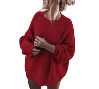 Ladies Jumpers, Women's Loose Fit Plus Size Round Neck Pullover Knit Sweater Soft Casual Solid Color Top