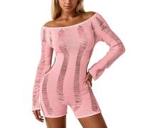 Ladies Jumpsuits -Jumpsuit for Women Sexy Hollow Out Long Sleeve Round Neck Backless Romper Stylish Casual Outfit For Ladies (XXL)