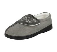 Ladies Jyoti Embroidered Slippers Julie W15-191 - Dark Grey/Light Grey - UK 5