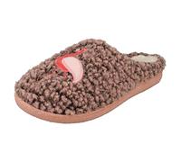 Ladies Jyoti Flamingo Detailed Warm Lined Slippers Fizz - Skin Red Textile - UK Size 5 - EU Size 38 - US Size 7
