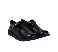 LADIES KICKERS KICK T Y BLACK LEATHER T BAR SCHOOL SHOES KF0001002BTW