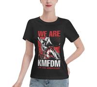 Ladies' KMMFDM Kein Mehrheit Band Für Die Mitleid Music Cotton T-Shirts Fashion Print Short Sleeve Shirt Summer Tee Shirt for Commuting Shopping Comfortable & Stylish Black L