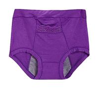 Ladies Knickers Seamless Panties Cotton Briefs Women's Large Textile Underwear Pocket For Menstruation Warm Baby High Waist Anti Side Leakage Big Aunt Sanitary Emergency Underpants for (Purple, XXXXL)