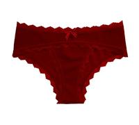 Ladies Knickers Seamless Underwear Cotton Panties Women's New Lace Lace Half Package Buttocks On The Support Breathable 2024 Women's Women's Briefs 9 (Wine, S)