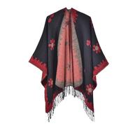 Ladies Knitted Loose Shawl Knit Fringe Cape Shawl Poncho Cape Shawls and Wraps for Evening Dresses Shawl Coat Knit Open Front Cardigans for Women Winter Warm Scarf Cardigan Poncho (Black, One Size)