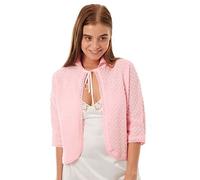 Ladies Knitted Traditional Front Tie Bed Jacket Bolero style ¾ Length sleeves Pink Size XXOS 24-26