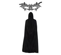 Ladies Lace Bat Mask & Cape Fancy Dress Set