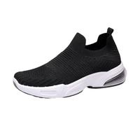 Ladies Laceless Casual Shoes,Women's Slip in Casual Sneakers,Breathable Mesh Walking Shoes,Light,Easy to Put On and Take Off,Leisure,for Long Work Food Service Travel. Black