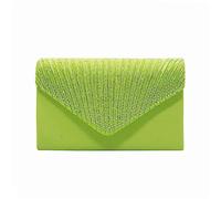 Ladies Large Evening Satin Bridal Diamante Ladies Clutch Bag Prom Envelope Laptop Messenger & Shoulder Bags (Green, One Size)