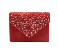 Ladies Large Evening Satin Bridal Diamante Prom Envelope Clutch Bag Bicycle Handlebar Bags, red, One Size