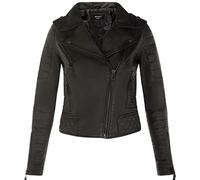 Ladies Leather Biker Jacket Quilted Matte Black Real Lamb Nappa Fashion Jacket XL