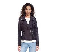 Ladies Leather Biker Purple Real Lamb Nappa Vintage Gothic Buckle Jacket