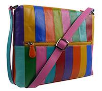Ladies LEATHER ColourfuL Shoulder Bag by Ili New York Rainbow