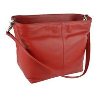 Ladies LEATHER Double Strap Bucket BAG by Mala; Anishka Collection Shoulder(Red)