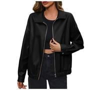 Ladies Leather Jacket Long-Sleeved Jackets, Vintage Jacket, Windbreaker Racing Waterproof Tops Gothic Oversized Classic Overcoat Faux Autumn Warm Coat Winter Motorbike Top