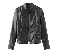 Ladies Leather Jacket Long-Sleeved Jackets, Warm Jacket, Windbreaker Motorbike Waterproof Coat Classic Biker Tops Casual Faux Elegant Top Gothic Motorcycle Overcoat