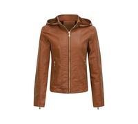 Ladies Leather Jacket Zip Up Jacket Women Solid Color Bomber Long Sleeve Ladies Coats Zipper Pockets Winter Coats Women Hooded Womens Aviator Jackets Fleece Lined Overcoat